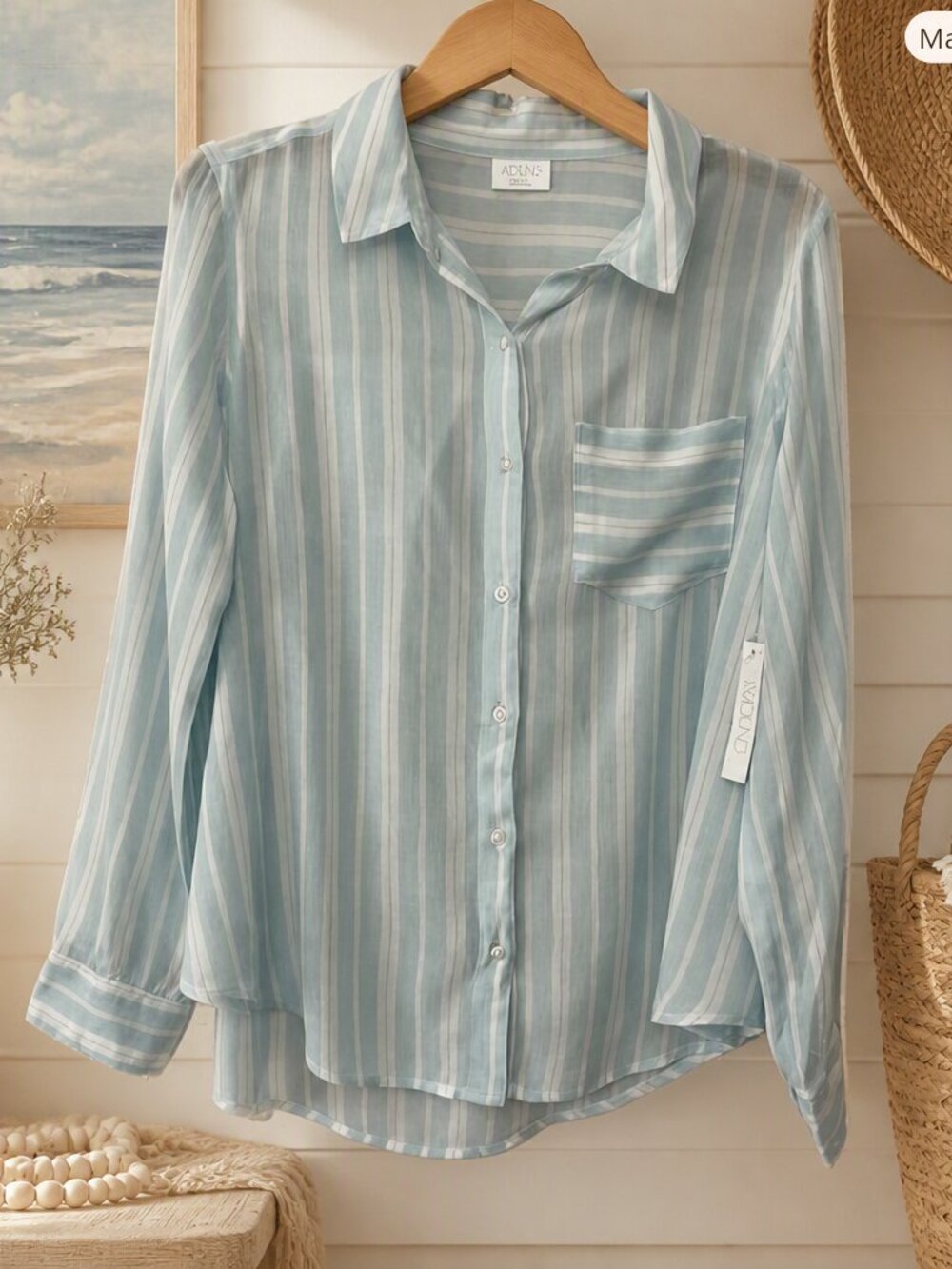 Abound Semi Sheer Button Down Blouse Size Small NWT